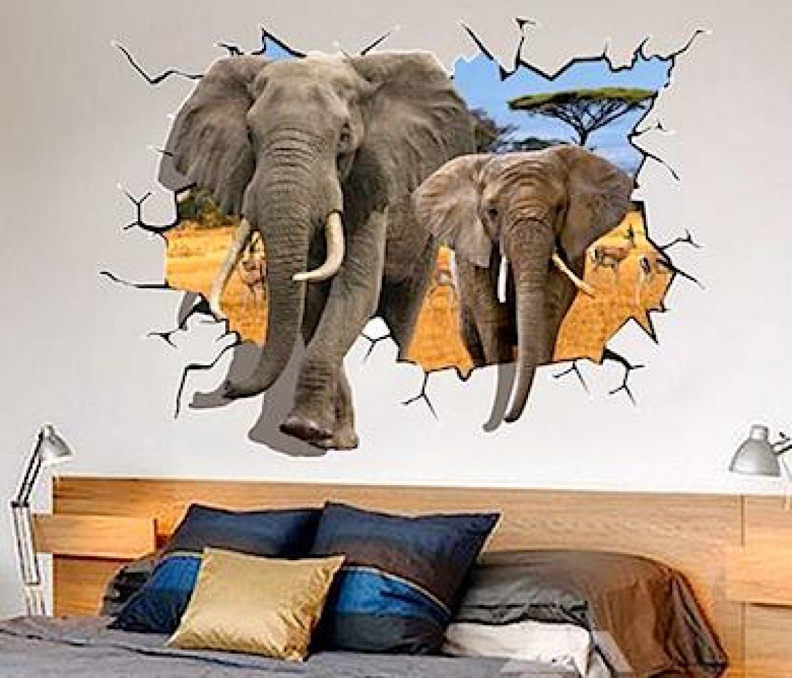 Elephant Breaking Through Wall Decal