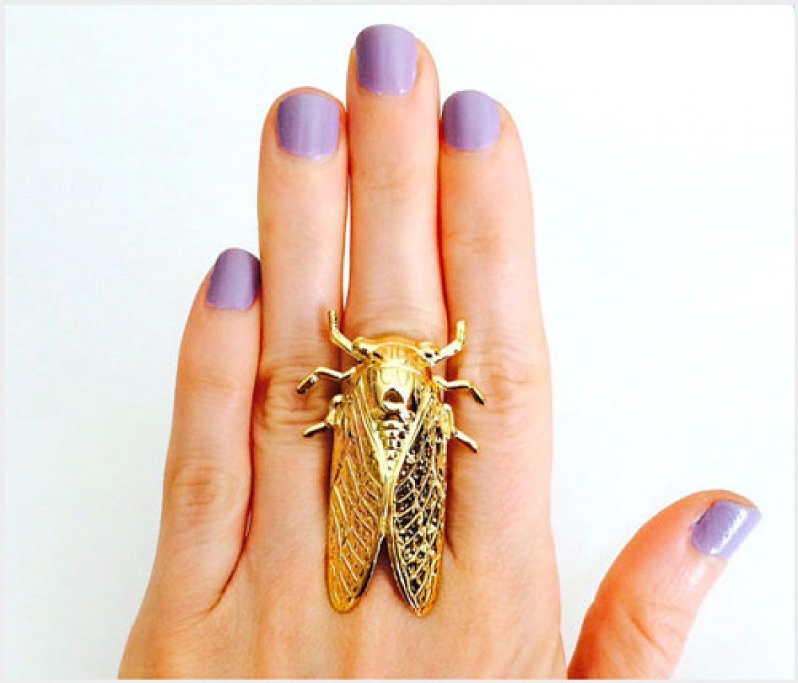 18 Karat Gold Plated Cicada Ring