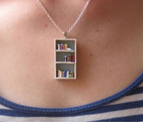 Tea Shop Bookshelf Necklace