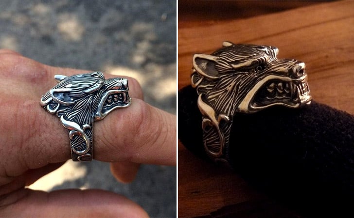 Solid Sterling Silver Wolf Ring