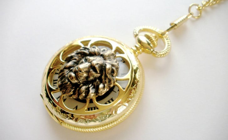 Lionhead Mechanical Wind Up With Chain Pocket Watch