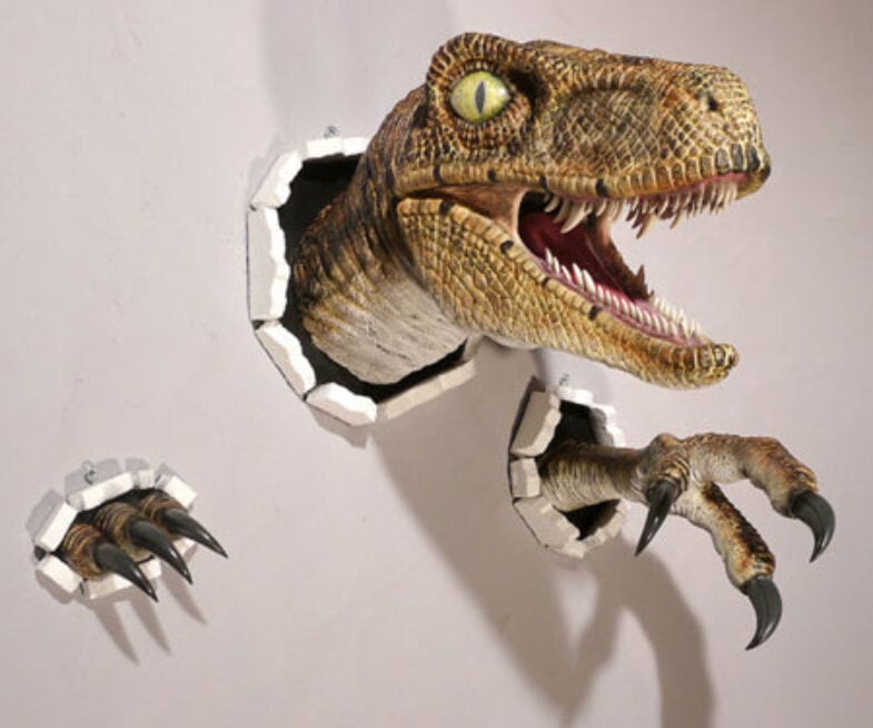 Realistic Wall Bursting Velociraptor Set