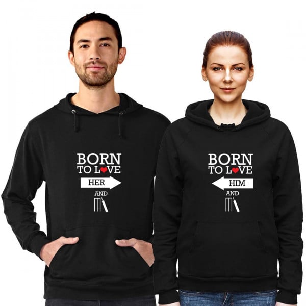 Born To Love Cricket Couple Hoodie