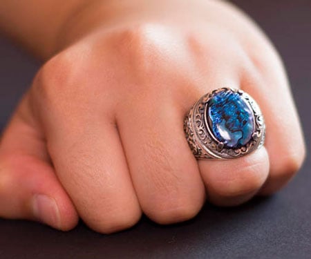 Men’s Sterling Silver Aquamarine Gemstone Ring