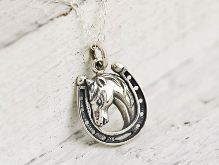 Tiny Horse In Horseshoe Good Luck Necklace