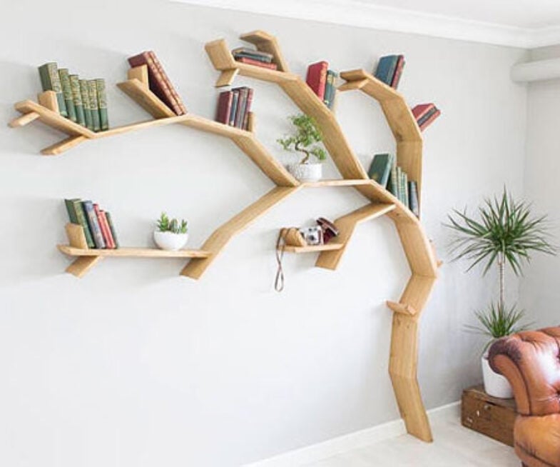 Windswept Oak Tree Bookshelf