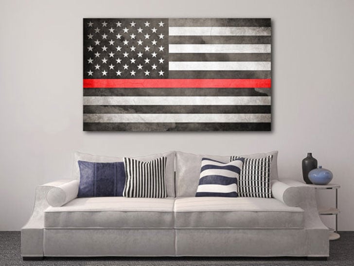 American Flag Thin Red Line Wall Decor