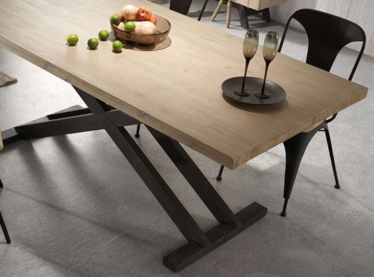 Vita Cross Legged Dining Table In Black And Acacia