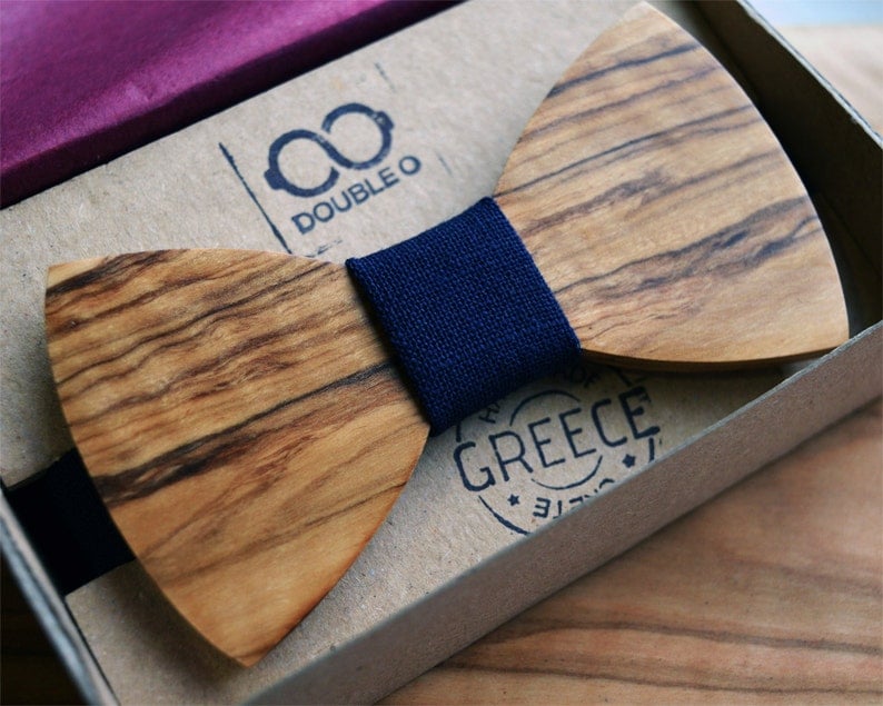 Olive Wood Wooden Bow Tie