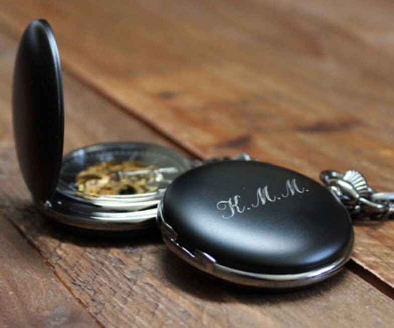Matte Black Personalised Pocket Watch