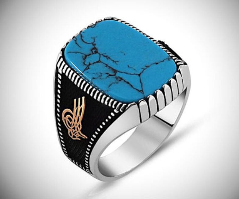Turquoise Stone Signet Ring
