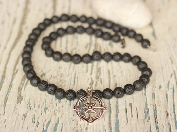 Lava Bead Compass Necklace