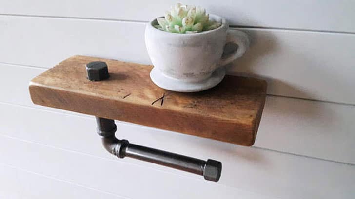 Reclaimed Wood Plant Shelf Toilet Roll Holder - funky toilet roll holder