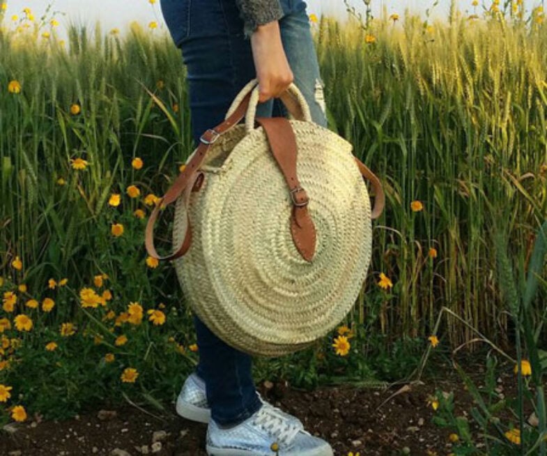 Round Straw Shoulder Bag