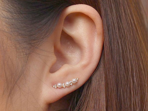 Minimalist Pearl Stud Ear Crawlers Earrings