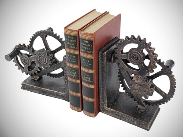 Industrial Gear Sculptural Iron Book End