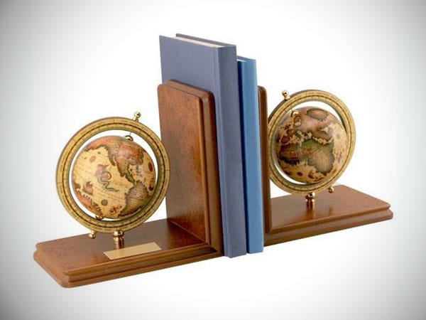 Personalized Antiqued Globe Bookends