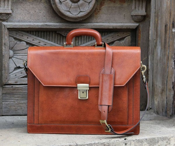 Italian Leather Bankers Briefcase