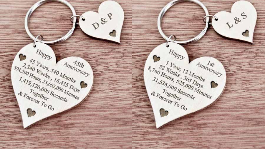 Wooden Heart Anniversary Key Ring