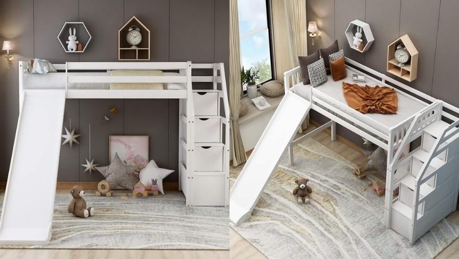 Toddler Loft Bed Slide With Drawers