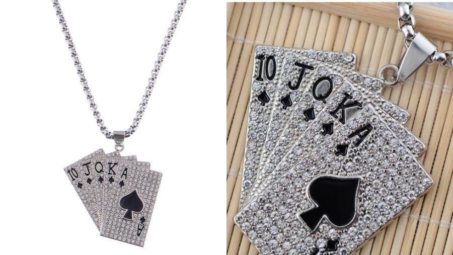 Rhinestone Ace of Spades Necklace