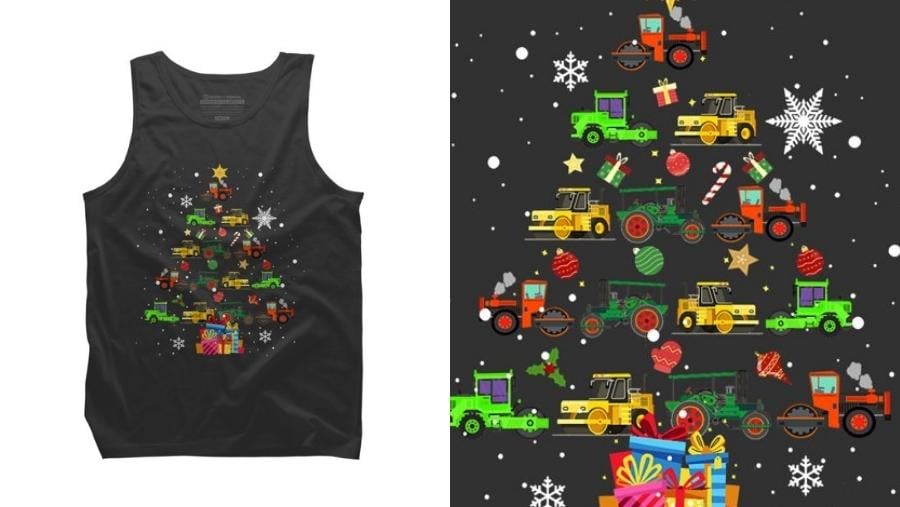 Christmas Tractor Tree Shirt