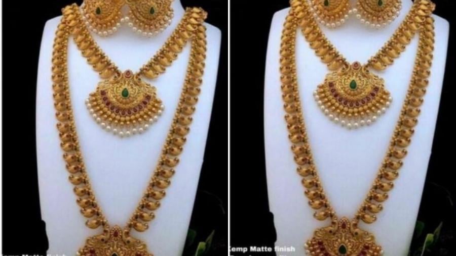 Temple Necklace Set Gold Plated Jewelry Set