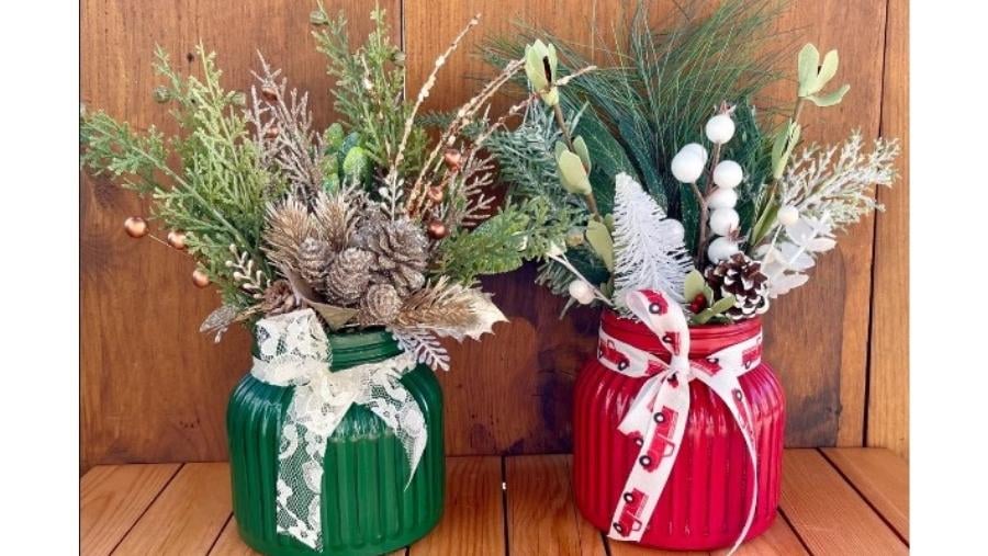 Rustic Christmas Jar Centerpiece