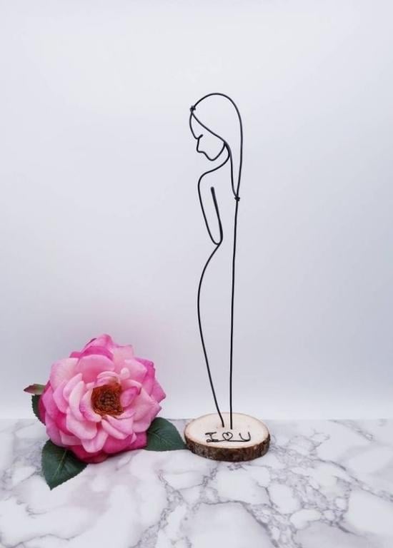 Wire Sculpture of Standing Woman