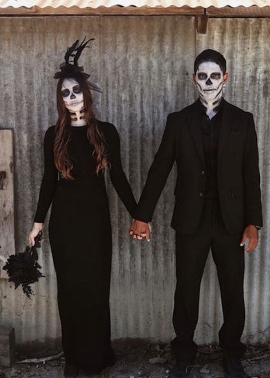 Corps Bride and Groom in Black