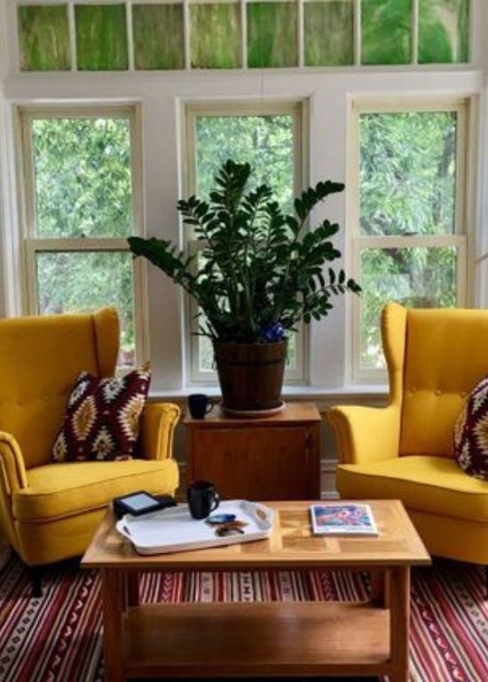 Chic Yellow Small Sunroom