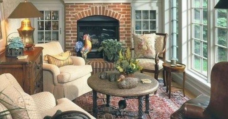 Homey Sunroom with Fireplace