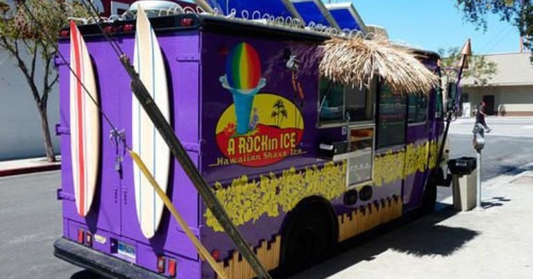 Hawaiian Shave Ice Food Truck with Surfing Boards