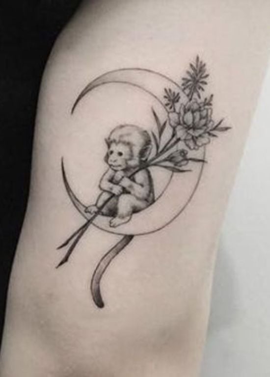 Small Baby Monkey Tattoo On Hip