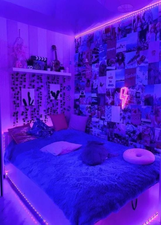 neon purple bedroom