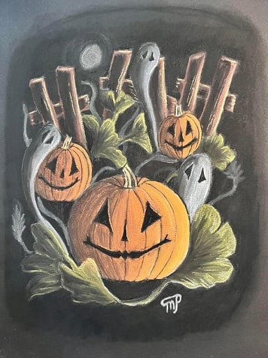 Jack-O’-Lantern’s Family on A Chalkboard