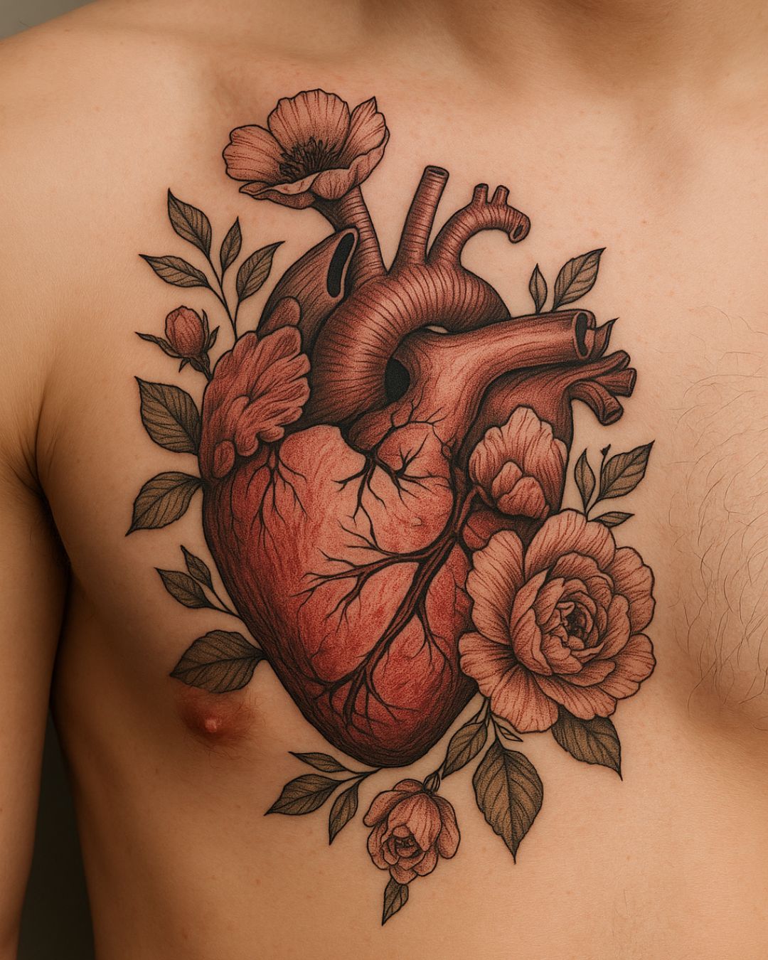 The Meaning Behind Floral Anatomical Heart Tattoos