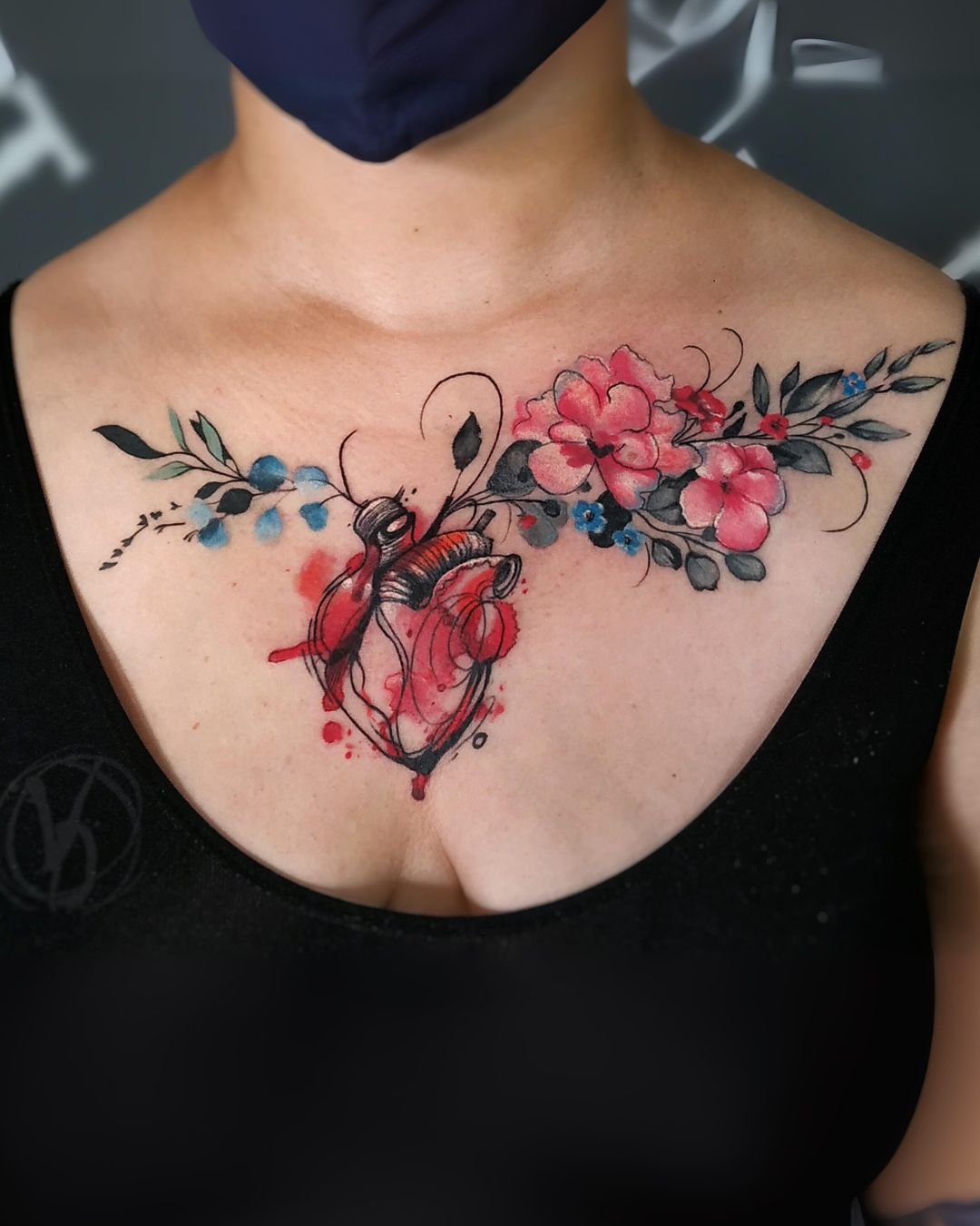 The Meaning Behind Floral Anatomical Heart Tattoos