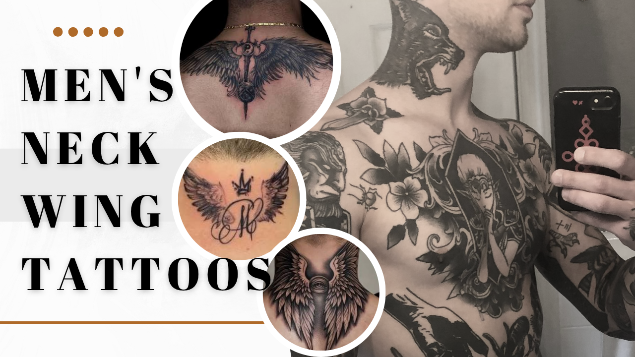 Men's Neck Wing Tattoos