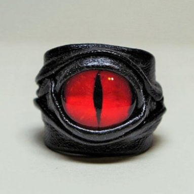 Adjustable Leather Dragon Eye Rings