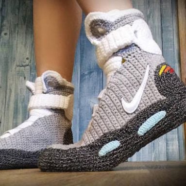 Back To The Future Knitted Crochet Slippers