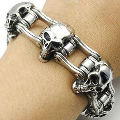 Bikers Chainlink Skull Bracelet