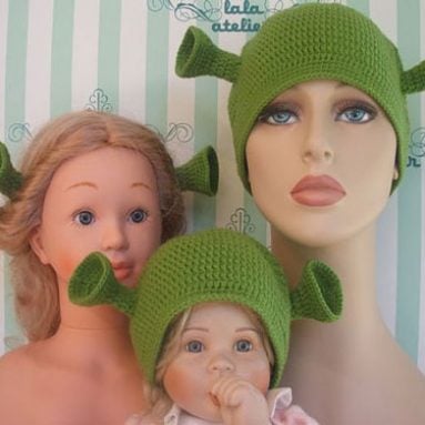 Crocheted Ogre Family Shrek Hats