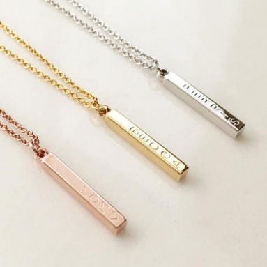 Custom Name Vertical Bar Necklaces