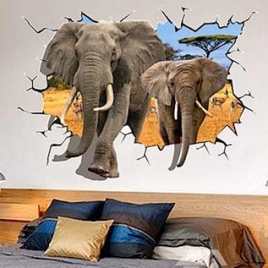 Elephant Breaking Through Wall Decals