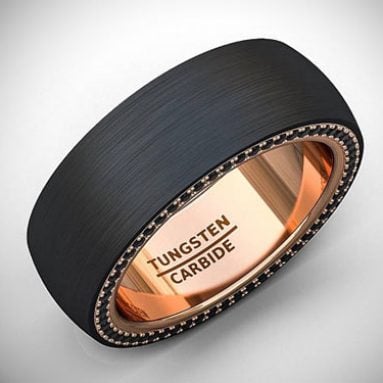 Flat Edge Black Tungsten Ring