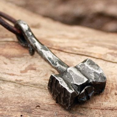 Forged Iron Handmade Thor Hammer Pendant
