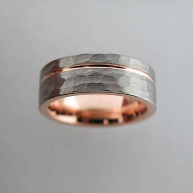 Hammered Brushed Tungsten Carbide Rings