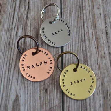 Hand Stamped Pet Name ID Tags