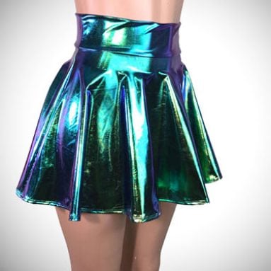 Holographic High Waisted Mini Circle Skirt